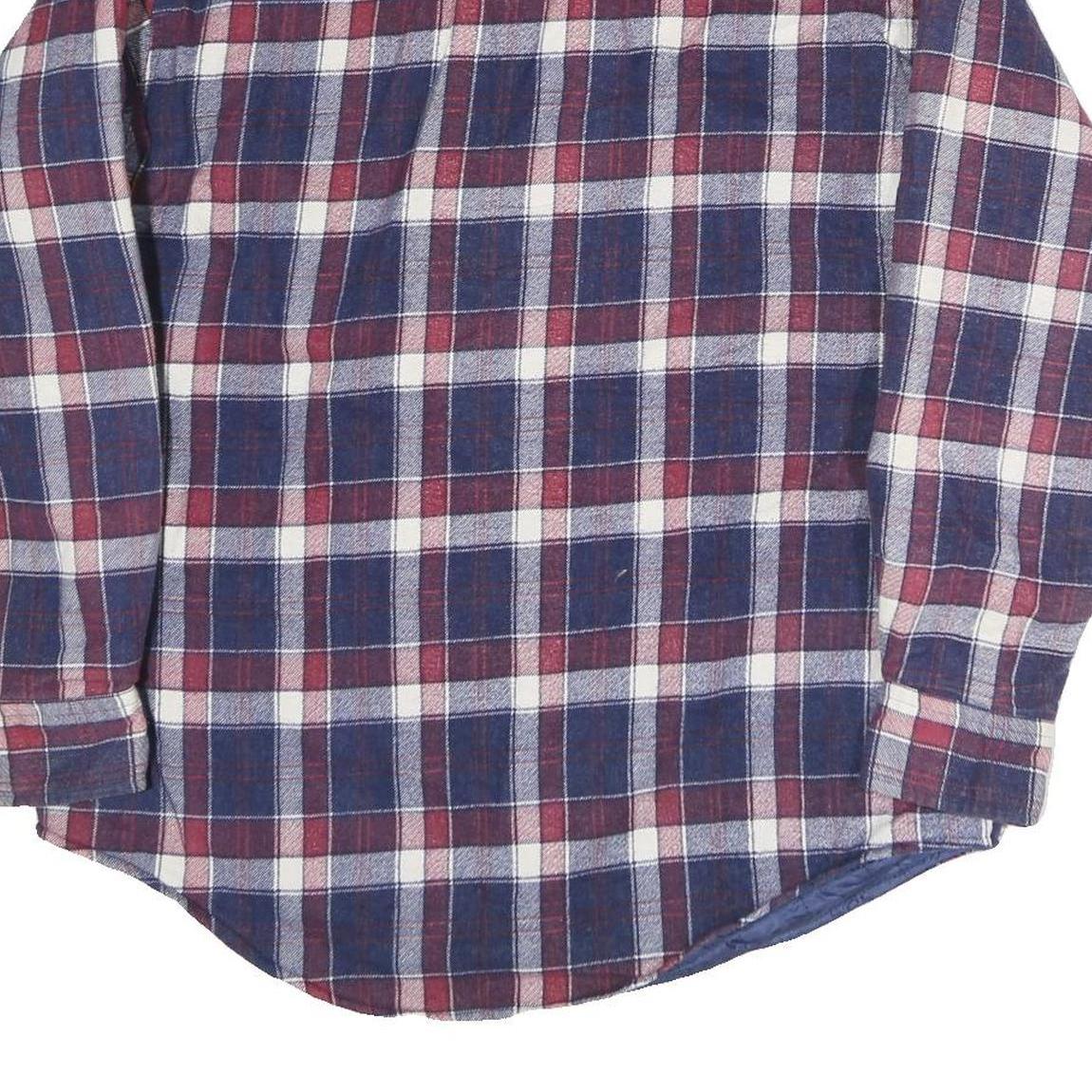 OUTDOOR EXCHANGE Mens Blue & Maroon Check Shirt M Cotton Long Sleeve Button Up
