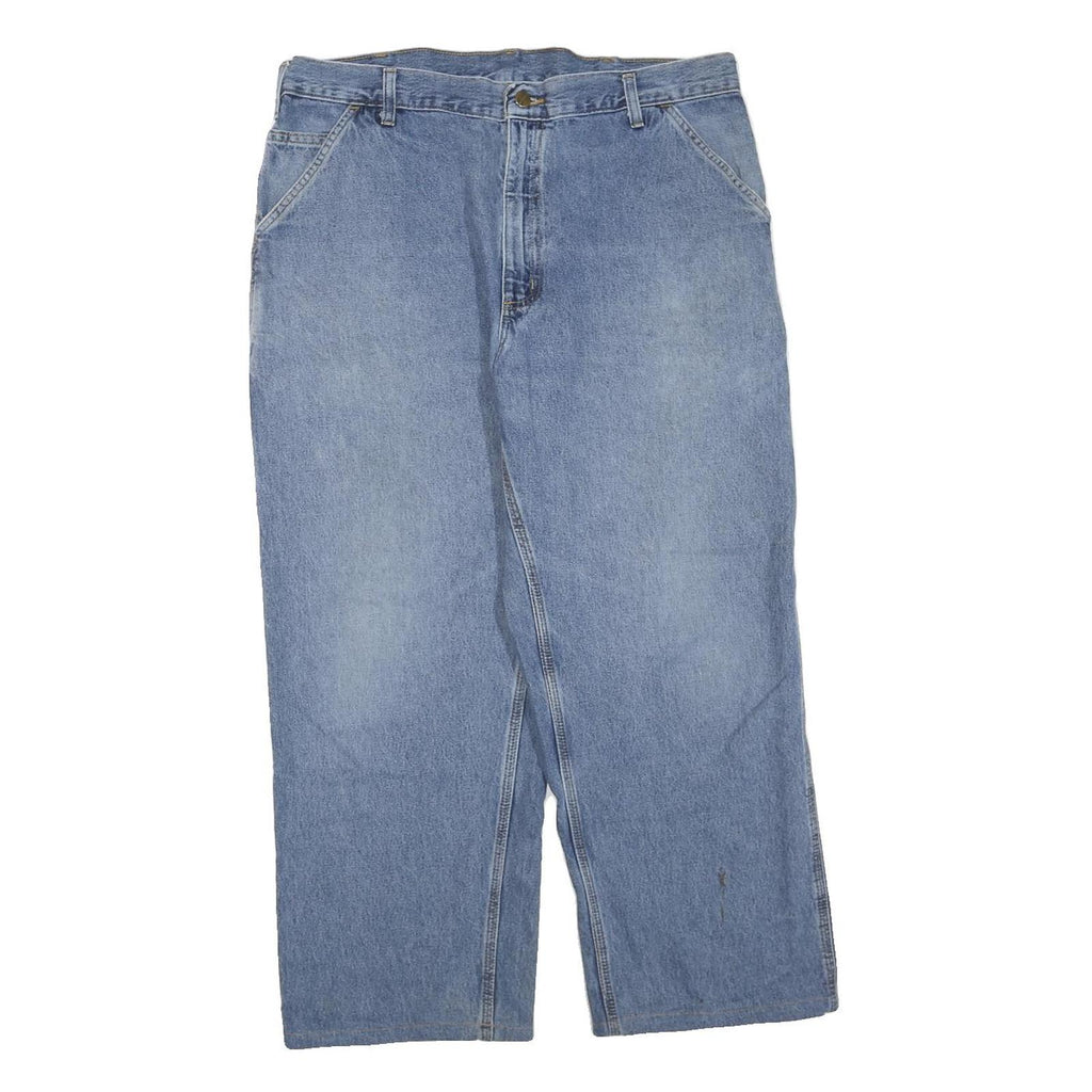 CARHARTT Mens Regular Fit Cotton Blend Denim Jeans Light Blue W38 L26 Workwear