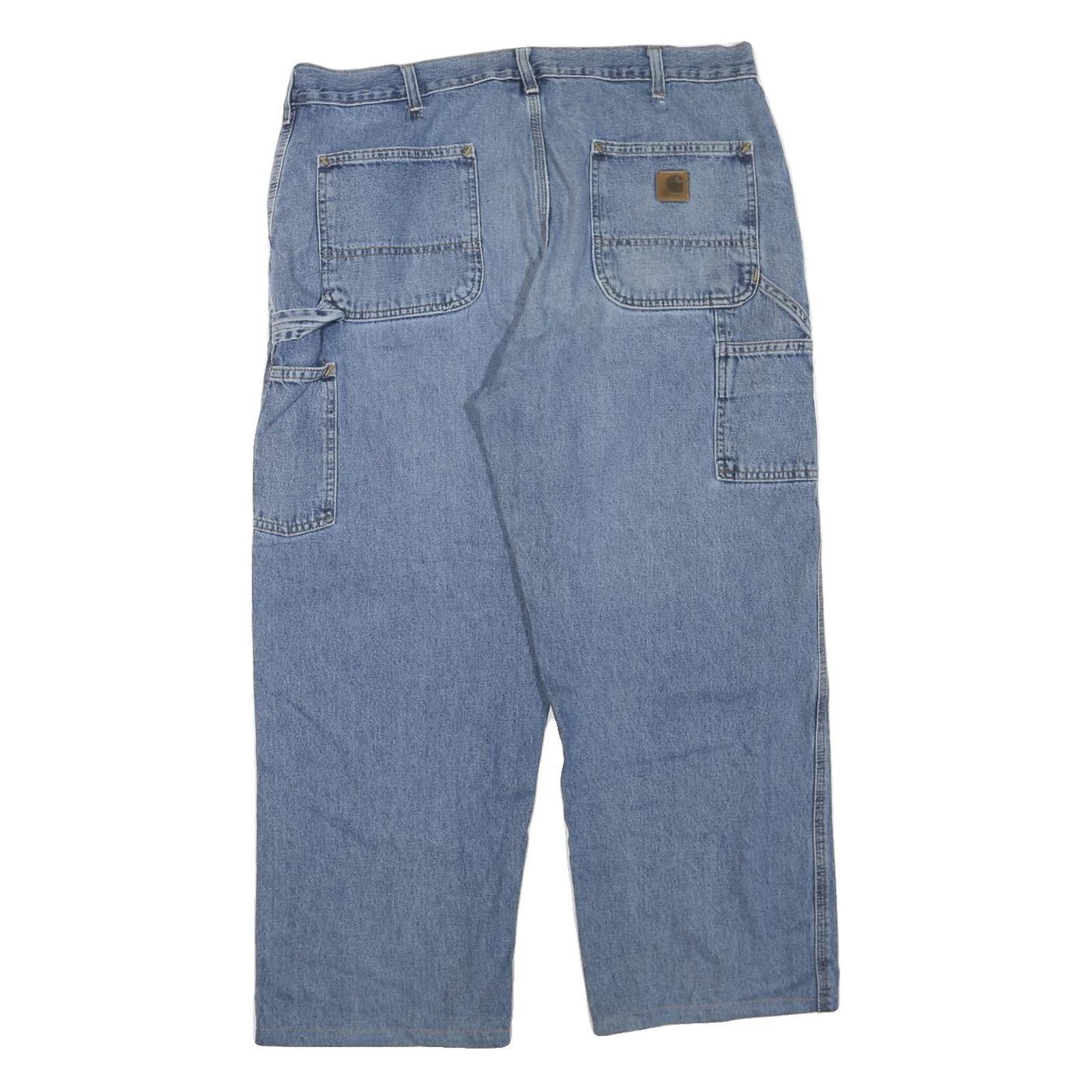 CARHARTT Mens Regular Fit Cotton Blend Denim Jeans Light Blue W38 L26 Workwear