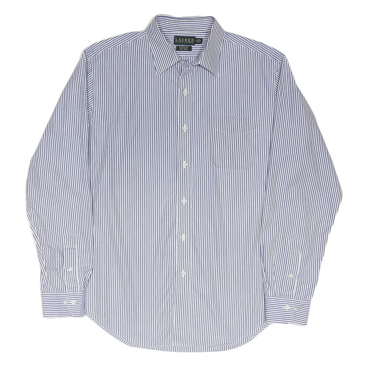 LAUREN RALPH LAUREN Mens Blue & White Stripe Shirt XL Classic Cotton Blend