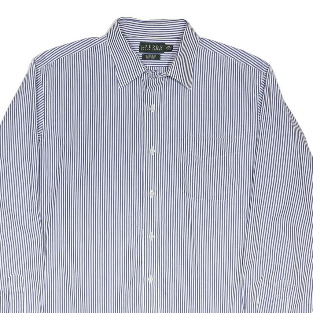 LAUREN RALPH LAUREN Mens Blue & White Stripe Shirt XL Classic Cotton Blend