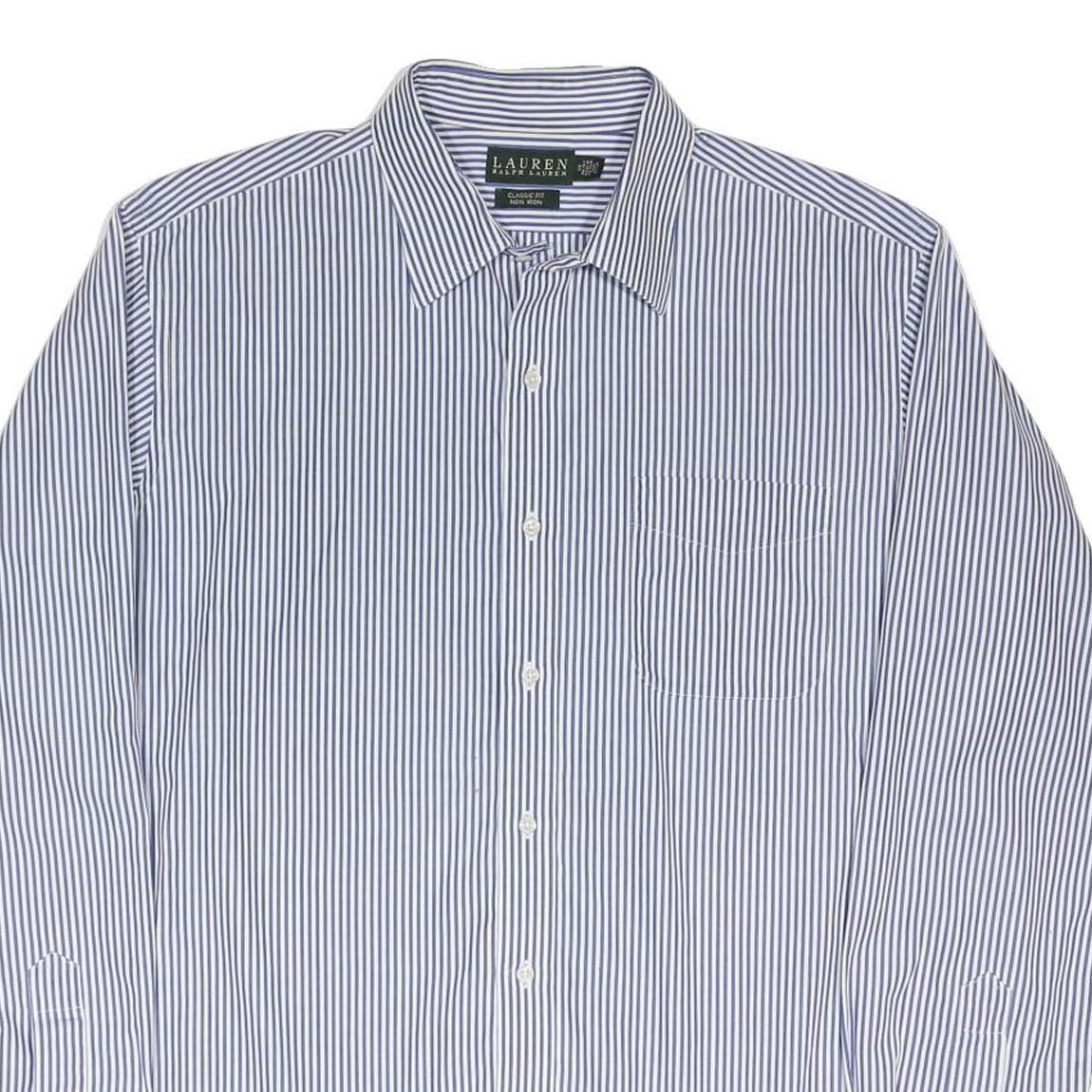 LAUREN RALPH LAUREN Mens Blue & White Stripe Shirt XL Classic Cotton Blend