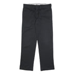 DICKIES Mens Cotton Blend Black Slim Trousers W33 L30 Workwear Zip Closure