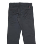 DICKIES Mens Cotton Blend Black Slim Trousers W33 L30 Workwear Zip Closure