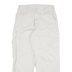 DICKIES Mens Cotton Blend White Relaxed Cargo Trousers W30 L28 Workwear Zip