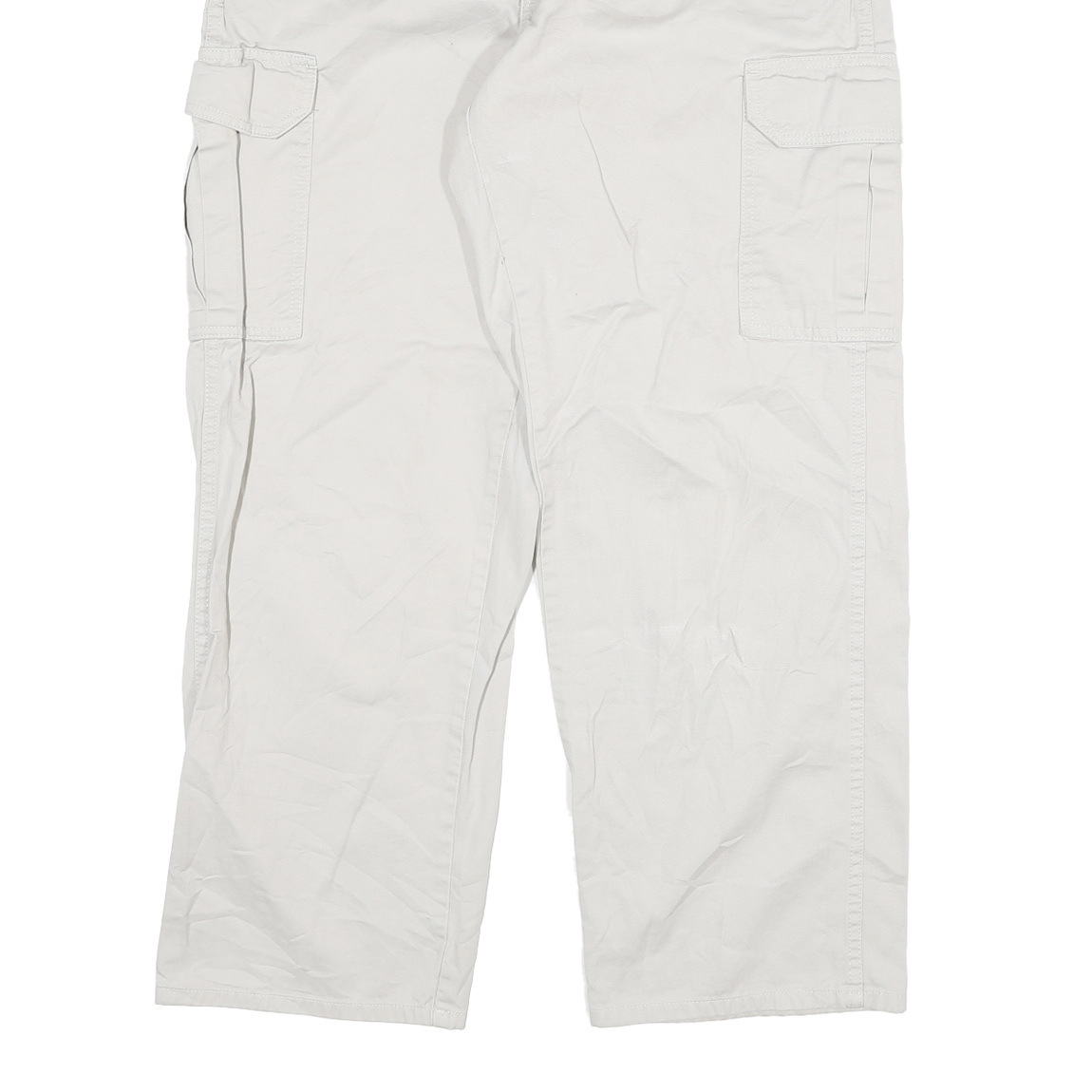 DICKIES Mens Cotton Blend White Relaxed Cargo Trousers W30 L28 Workwear Zip