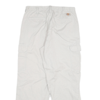 DICKIES Mens Cotton Blend White Relaxed Cargo Trousers W30 L28 Workwear Zip