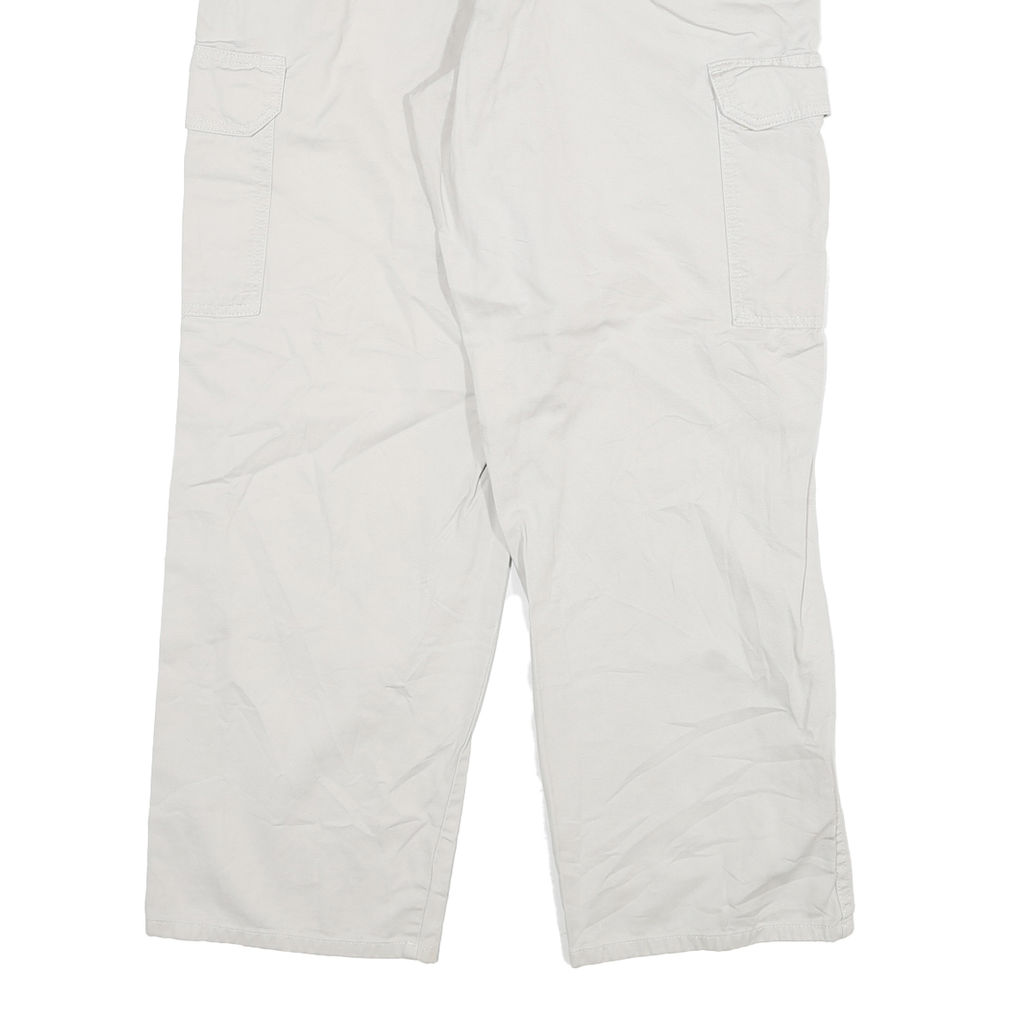 DICKIES Mens Cotton Blend White Relaxed Cargo Trousers W30 L28 Workwear Zip