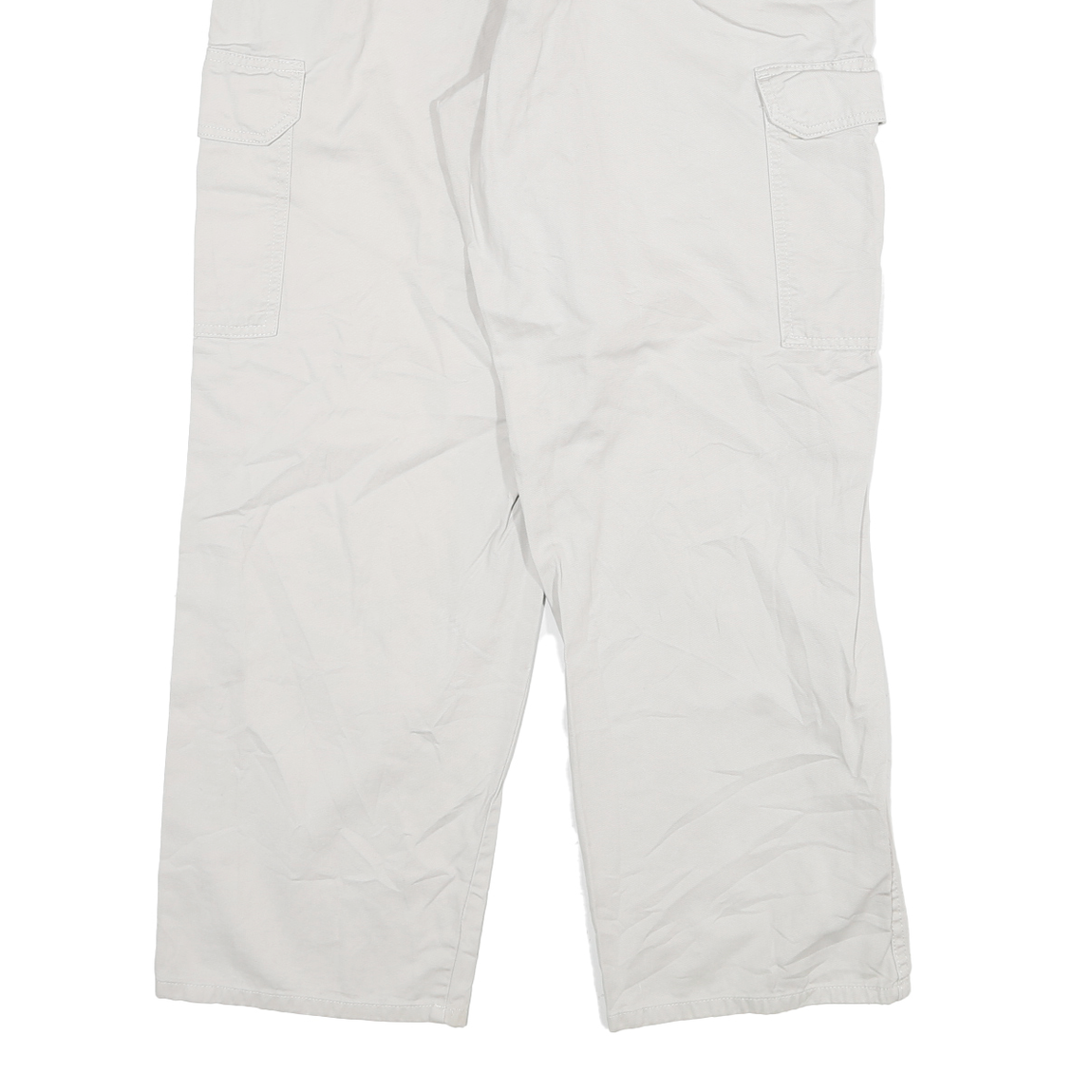 DICKIES Mens Cotton Blend White Relaxed Cargo Trousers W30 L28 Workwear Zip