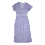 Womens Blue Floral Day Dress Polyester Short Sleeve Midi Size S Lightweight