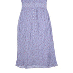 Womens Blue Floral Day Dress Polyester Short Sleeve Midi Size S Lightweight