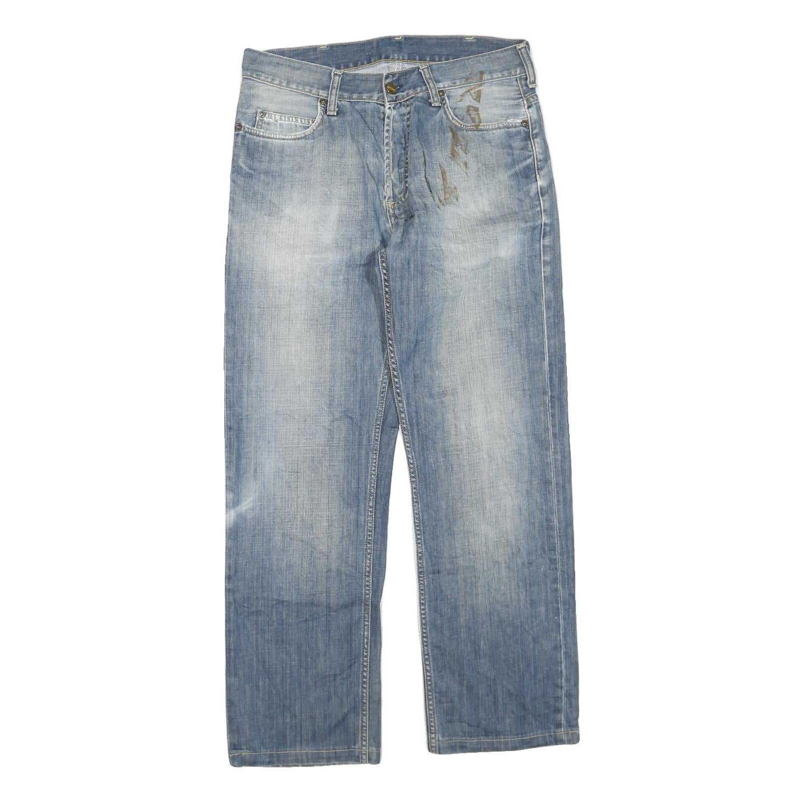 CARHARTT Mens Jeans Blue Regular Straight Denim W32 L28 Distressed Comfort