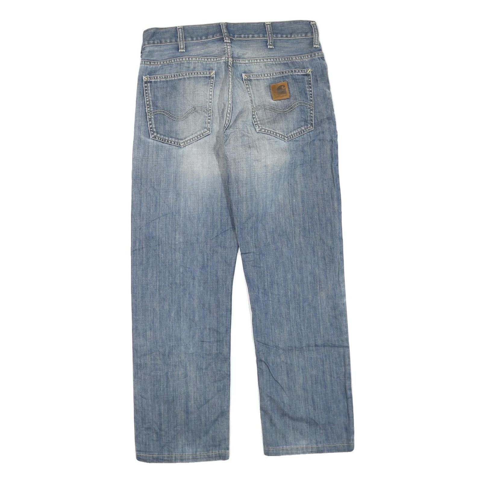 CARHARTT Mens Jeans Blue Regular Straight Denim W32 L28 Distressed Comfort