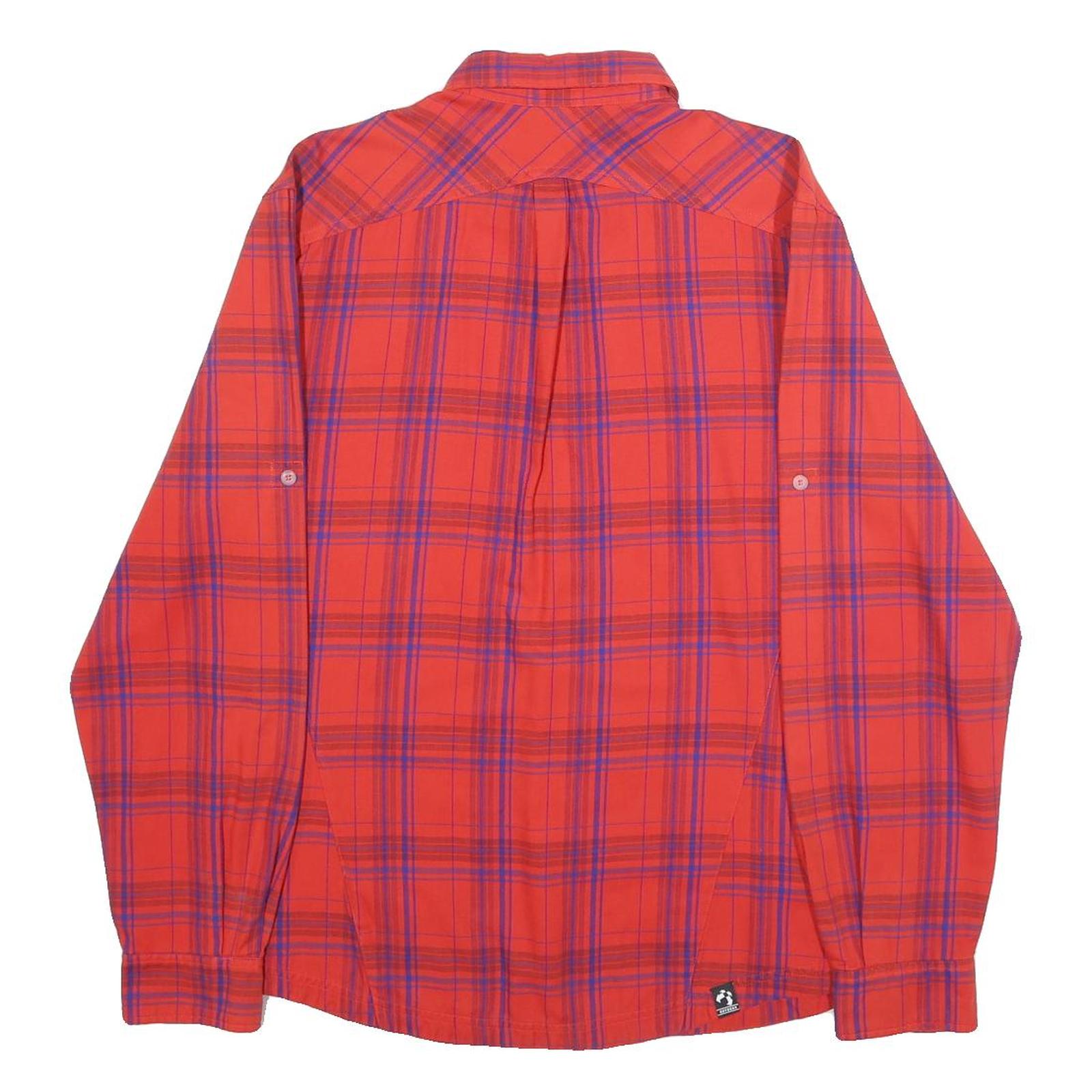 ADIDAS Mens Red & Purple Plaid Shirt M Cotton Blend Casual Long Sleeve Button