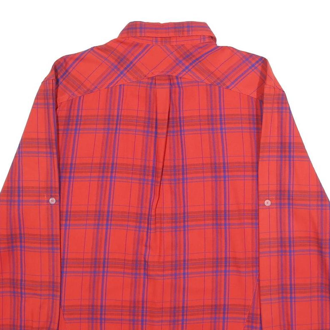 ADIDAS Mens Red & Purple Plaid Shirt M Cotton Blend Casual Long Sleeve Button