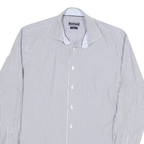 TOMMY HILFIGER Mens Blue & White Striped Shirt M Formal Button Closure Classic