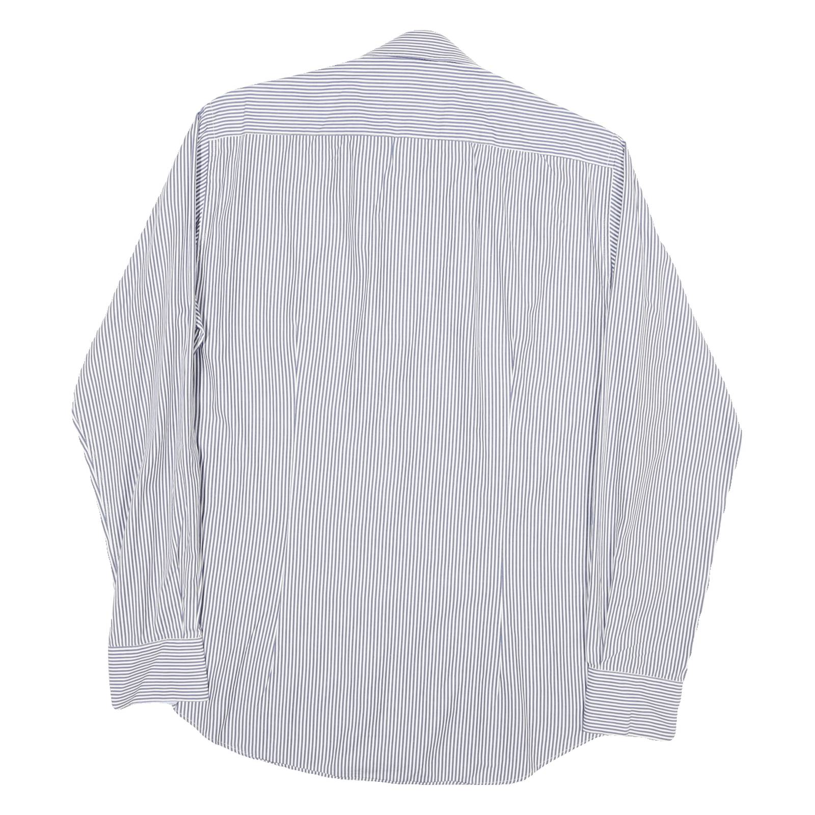 TOMMY HILFIGER Mens Blue & White Striped Shirt M Formal Button Closure Classic