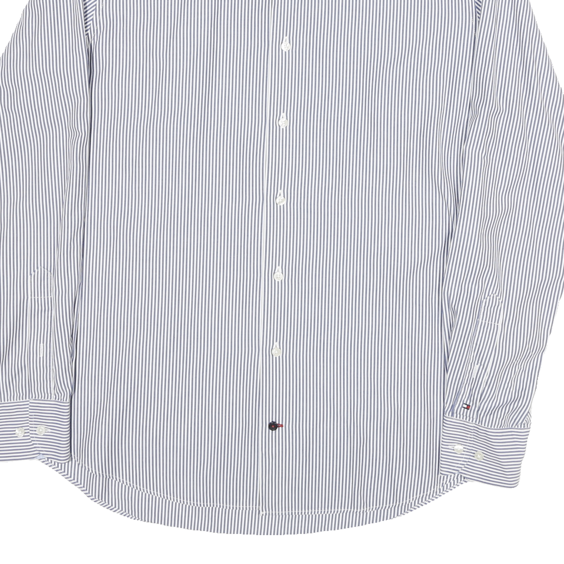 TOMMY HILFIGER Mens Blue & White Striped Shirt M Formal Button Closure Classic