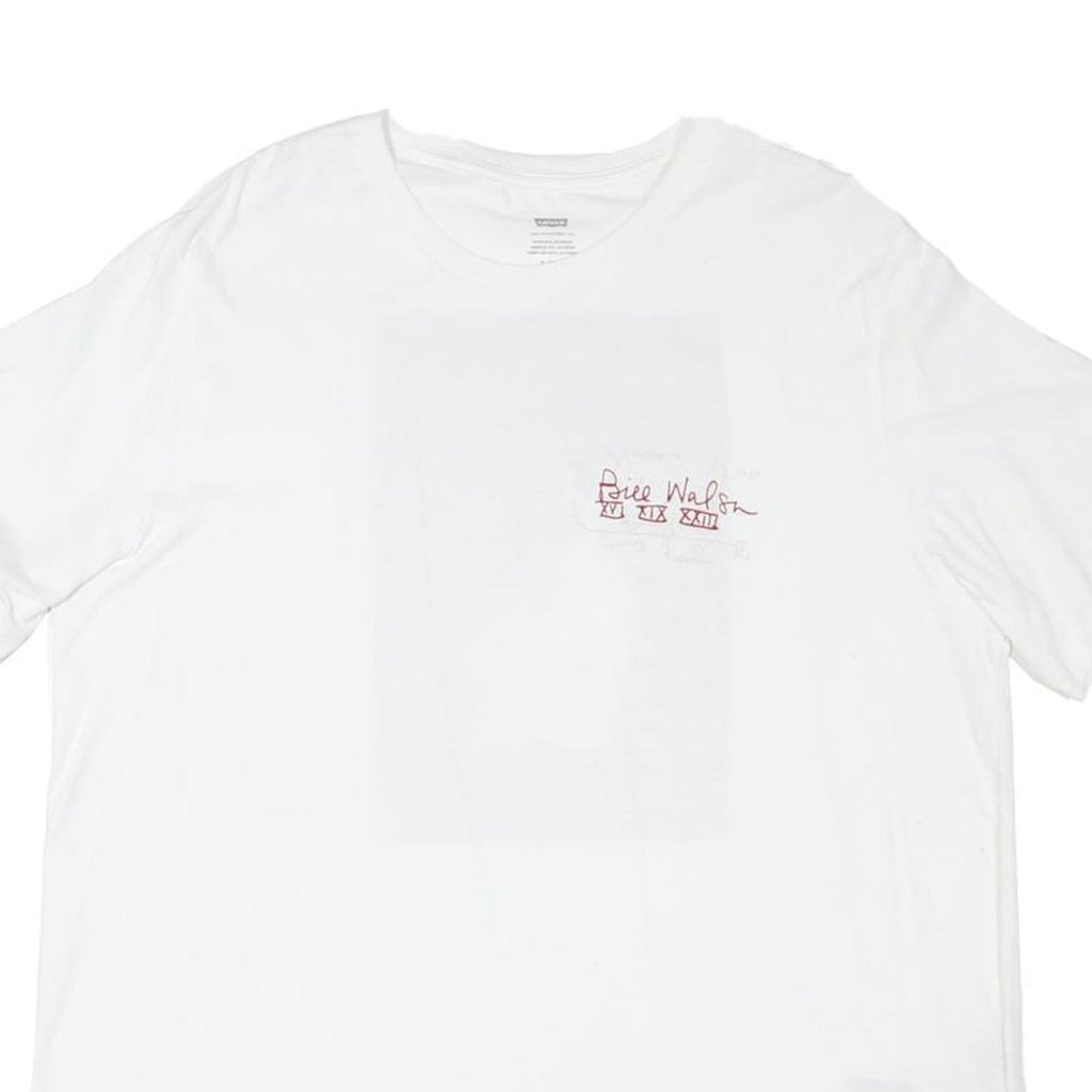 LEVI'S Mens White Graphic T-Shirt XL Short Sleeve Crew Neck Cotton Blend