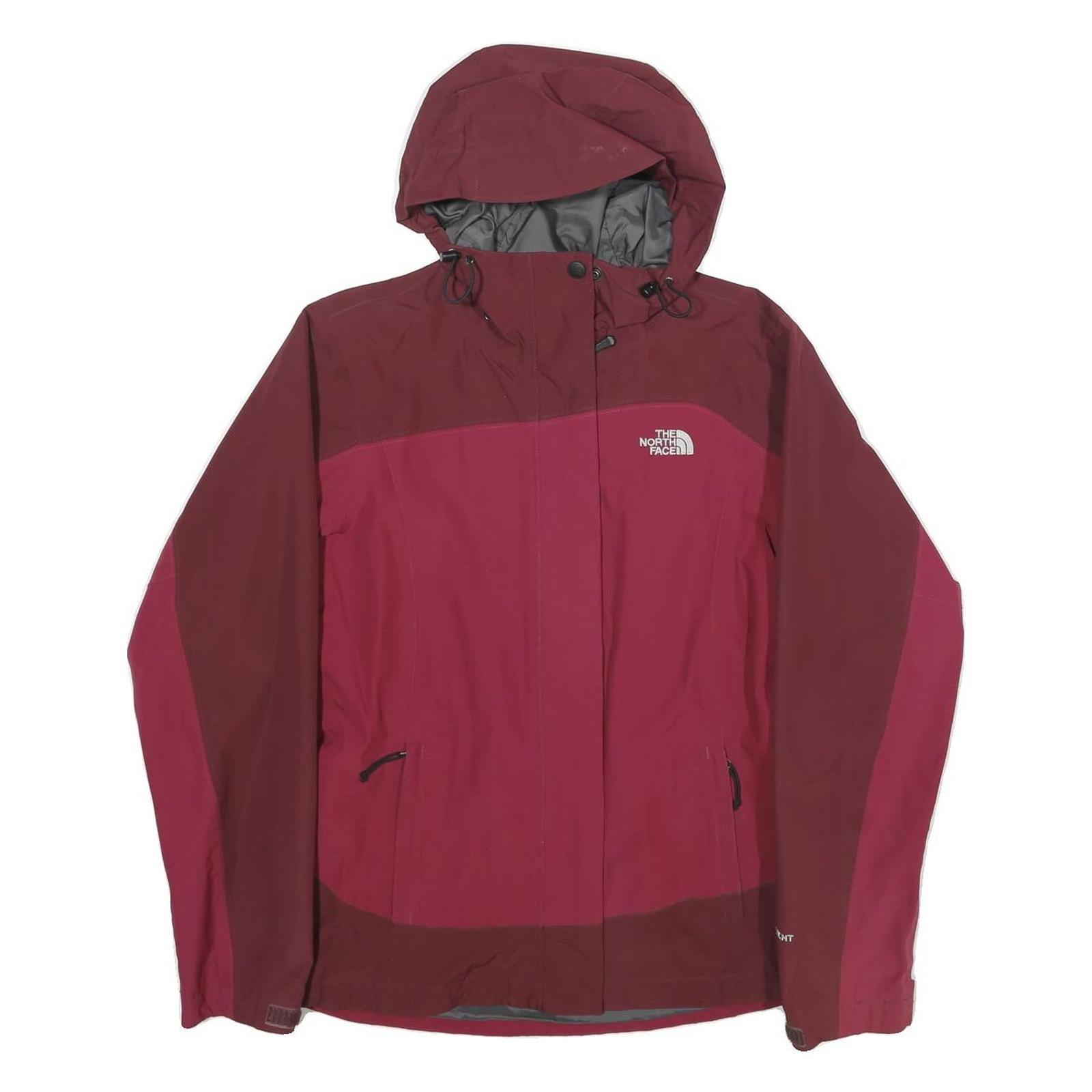 THE NORTH FACE Womens Maroon & Pink Outdoor Jacket S Polyester Zip Hooded