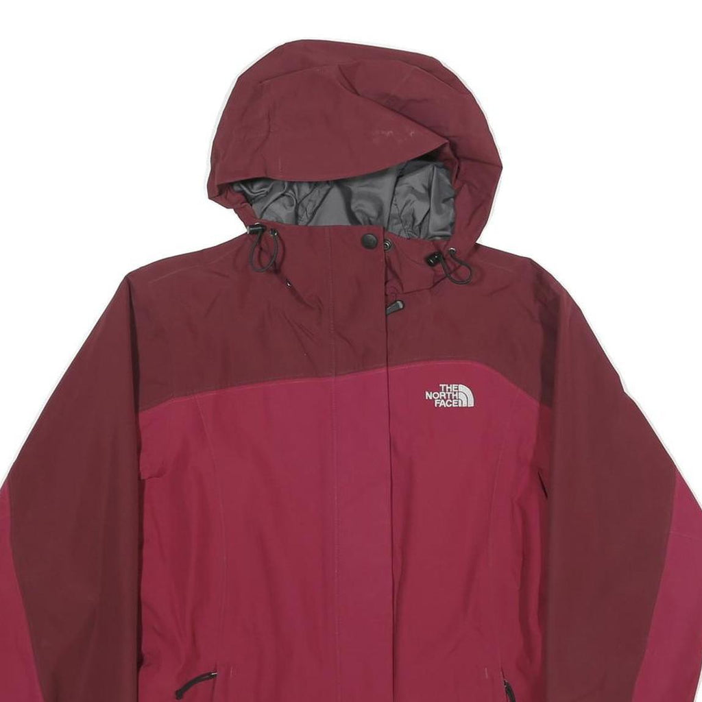 THE NORTH FACE Womens Maroon & Pink Outdoor Jacket S Polyester Zip Hooded