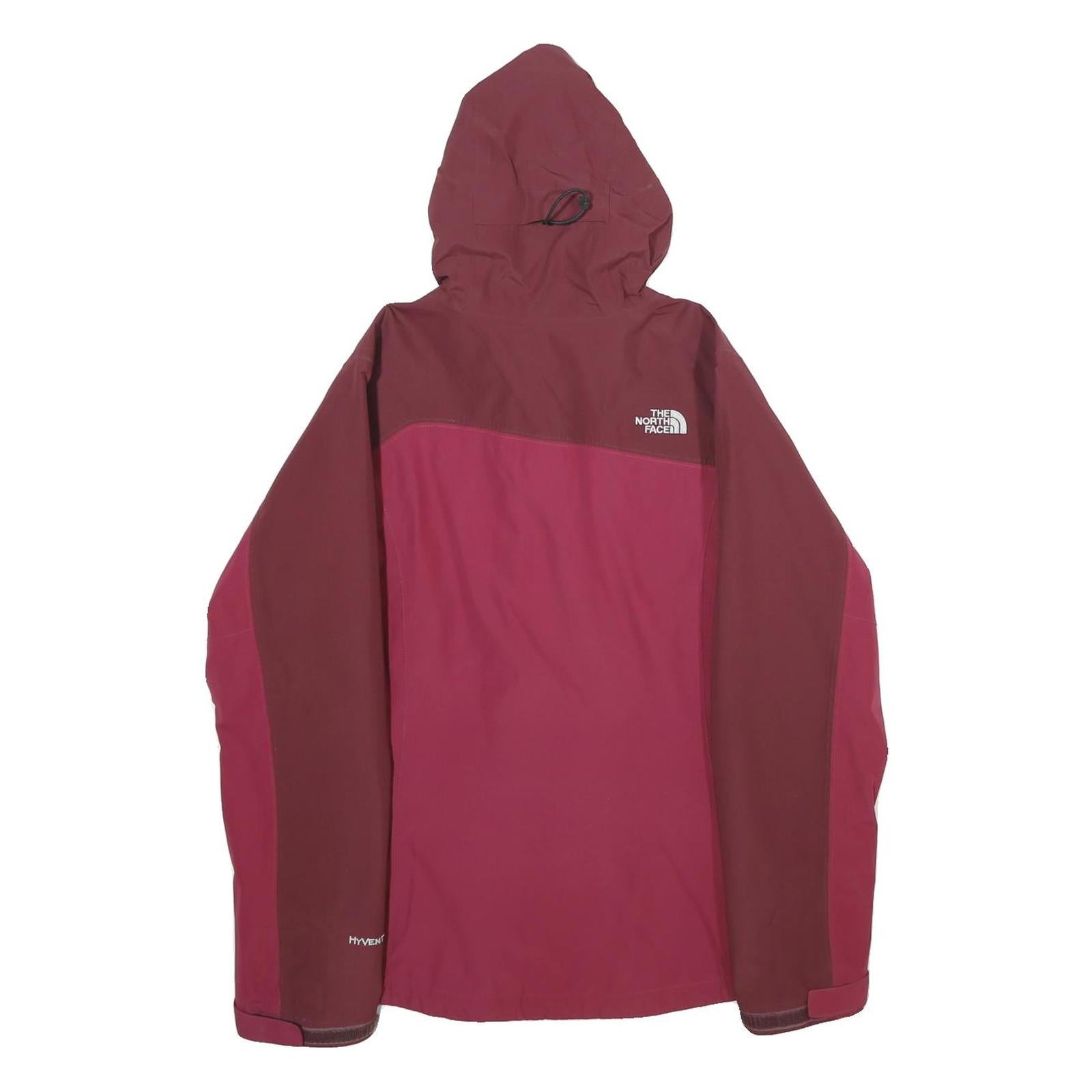 THE NORTH FACE Womens Maroon & Pink Outdoor Jacket S Polyester Zip Hooded
