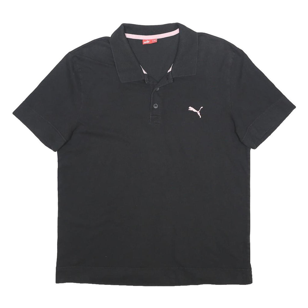PUMA Womens Black & Pink Short Sleeve Polo Shirt L Sports Casual Cotton Blend