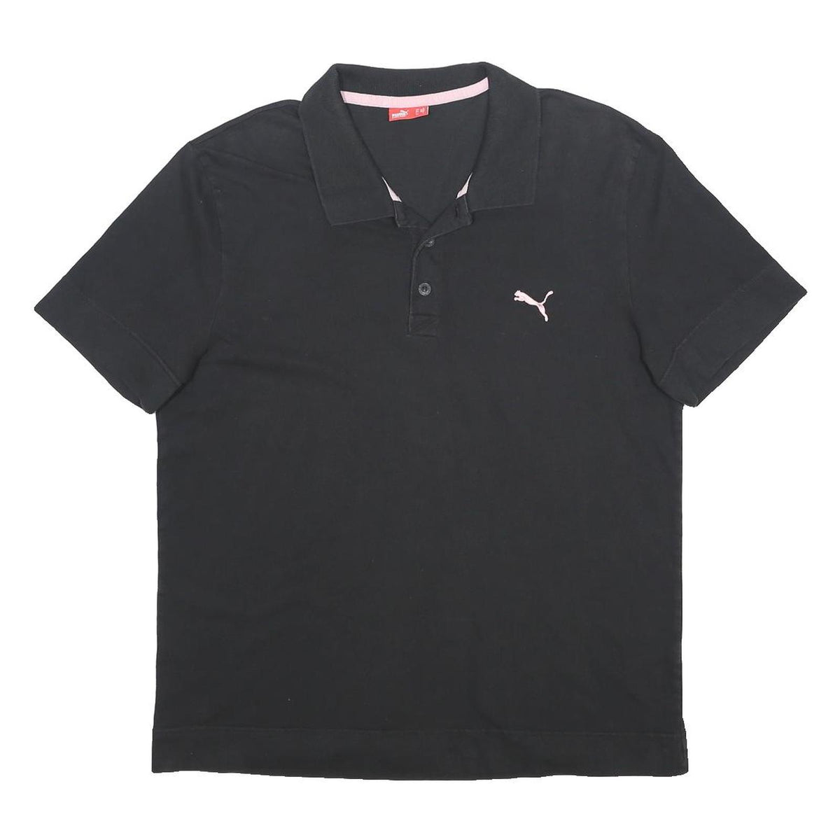 PUMA Womens Black & Pink Short Sleeve Polo Shirt L Sports Casual Cotton Blend