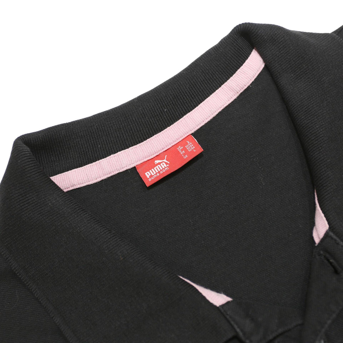PUMA Womens Black & Pink Short Sleeve Polo Shirt L Sports Casual Cotton Blend