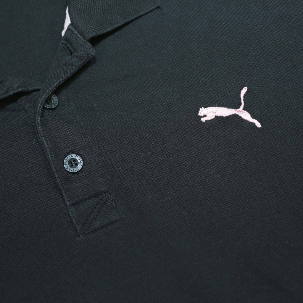PUMA Womens Black & Pink Short Sleeve Polo Shirt L Sports Casual Cotton Blend