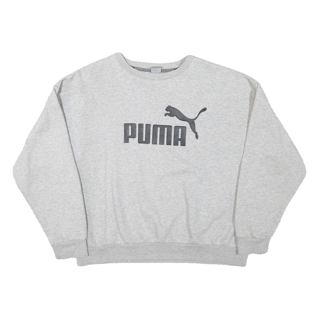 PUMA Womens Grey Sweatshirt Crew Neck XL Cotton Blend Logo Print Casual Pullover