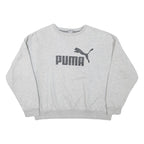 PUMA Womens Grey Sweatshirt Crew Neck XL Cotton Blend Logo Print Casual Pullover