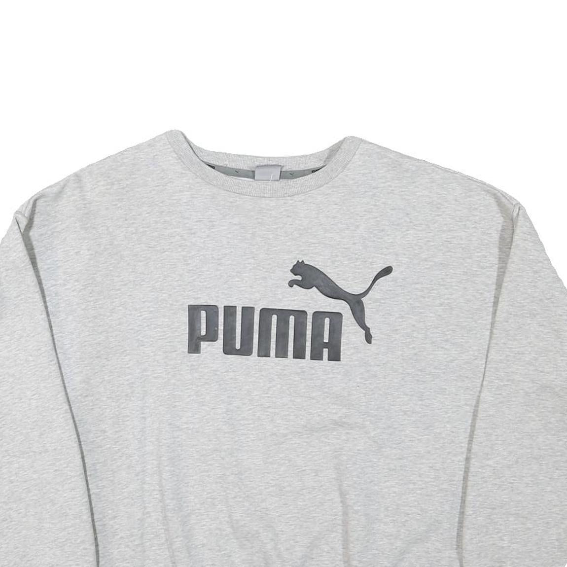 PUMA Womens Grey Sweatshirt Crew Neck XL Cotton Blend Logo Print Casual Pullover