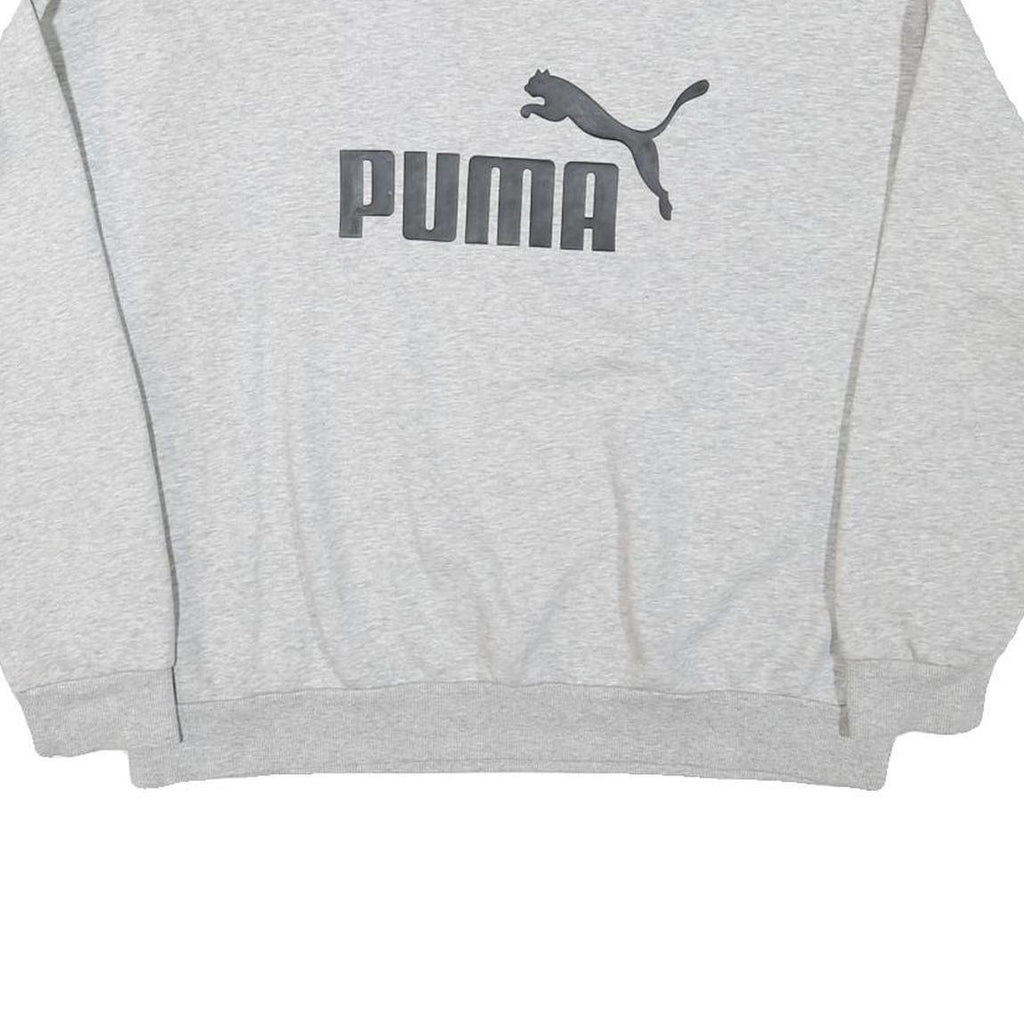 PUMA Womens Grey Sweatshirt Crew Neck XL Cotton Blend Logo Print Casual Pullover
