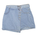 BOLERO Womens Blue Denim Mini Cotton Blend Skater Skirt M Button Fastening