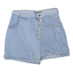 BOLERO Womens Blue Denim Mini Cotton Blend Skater Skirt M Button Fastening