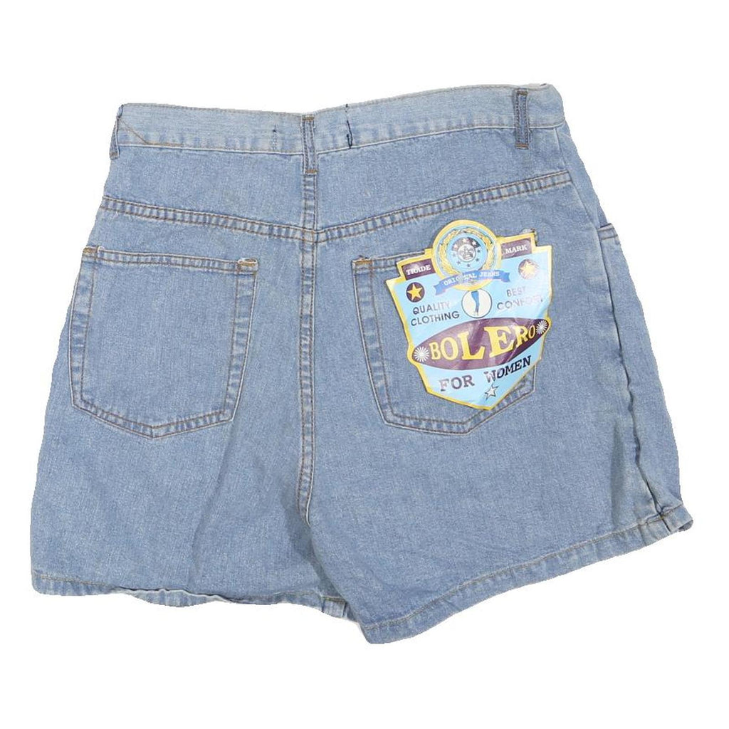 BOLERO Womens Blue Denim Mini Cotton Blend Skater Skirt M Button Fastening