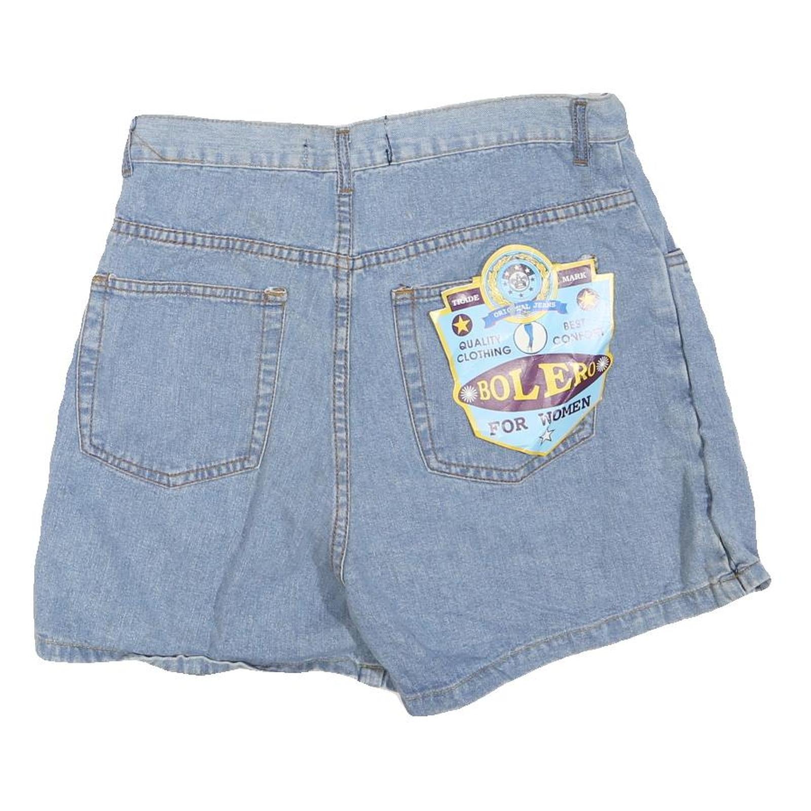BOLERO Womens Blue Denim Mini Cotton Blend Skater Skirt M Button Fastening