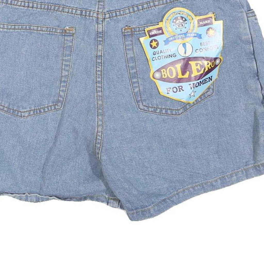 BOLERO Womens Blue Denim Mini Cotton Blend Skater Skirt M Button Fastening