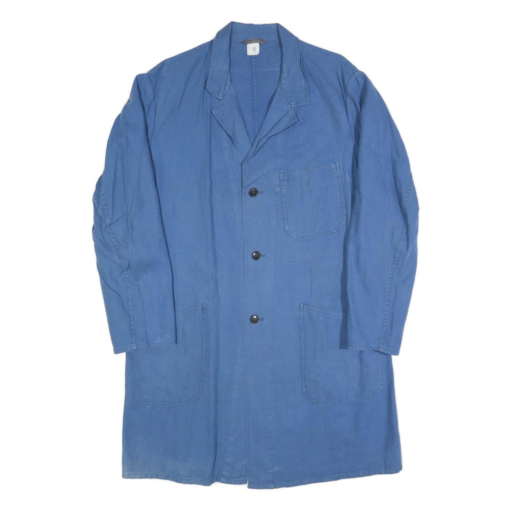 SANFOR Mens Blue Classic Cotton Jacket L Button Plain Lightweight Workwear