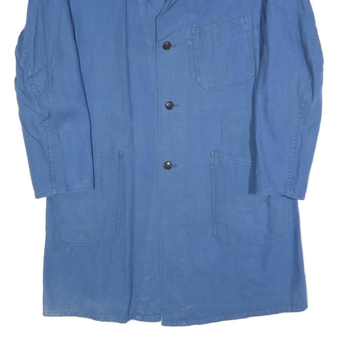 SANFOR Mens Blue Classic Cotton Jacket L Button Plain Lightweight Workwear