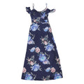 LIPSY LONDON Womens Navy Blue Floral Cold Shoulder Maxi Dress Cotton Blend UK 10