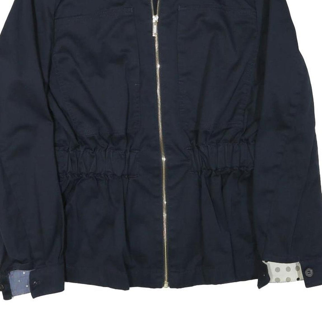 TOMMY HILFIGER Womens Navy Blue Zip Up Cotton Blend Jacket S Plain Casual