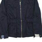 TOMMY HILFIGER Womens Navy Blue Zip Up Cotton Blend Jacket S Plain Casual