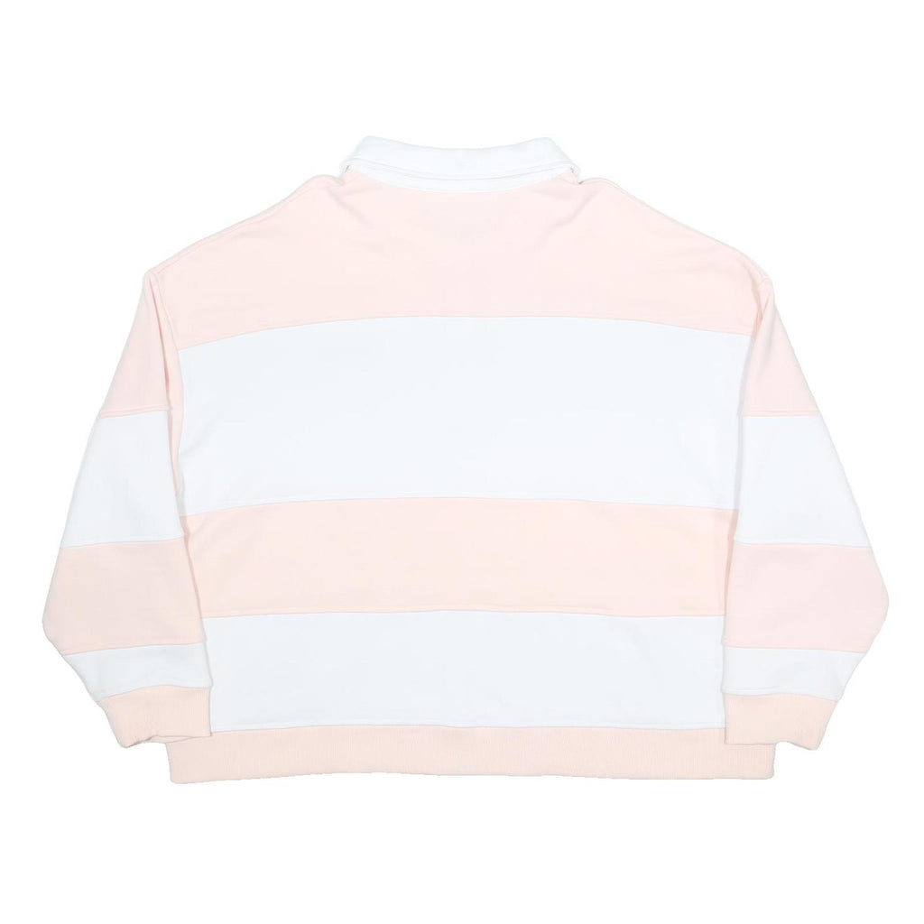 UNLIKE HUMANS Womens Pink & White Polo Collar XL Cotton Blend Sweatshirt Stripe