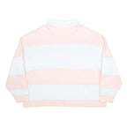UNLIKE HUMANS Womens Pink & White Polo Collar XL Cotton Blend Sweatshirt Stripe