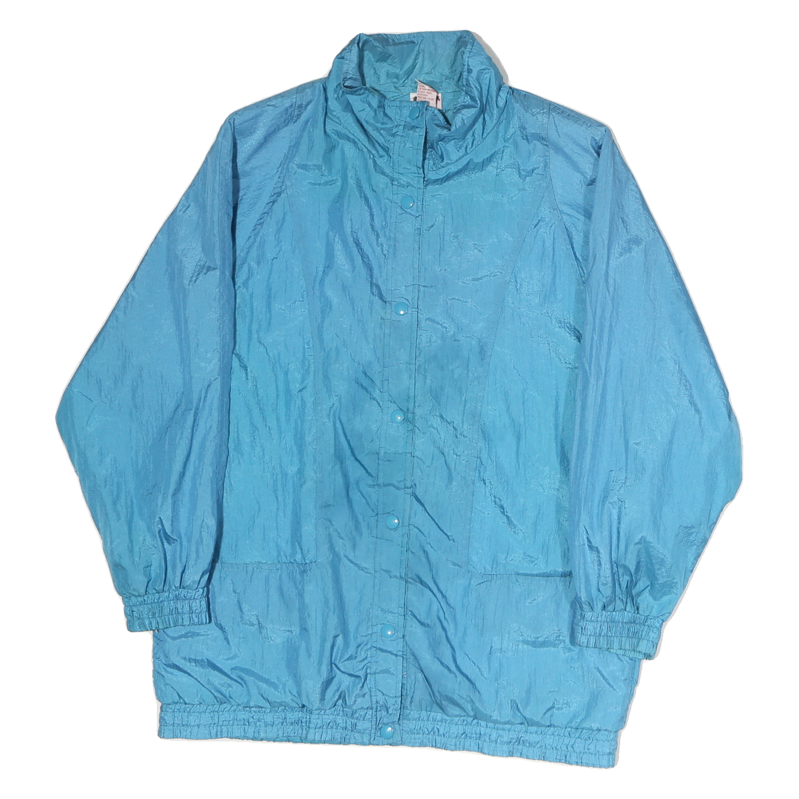 HABAND Womens Blue Button Nylon Jacket M Plain Lightweight Casual Outerwear