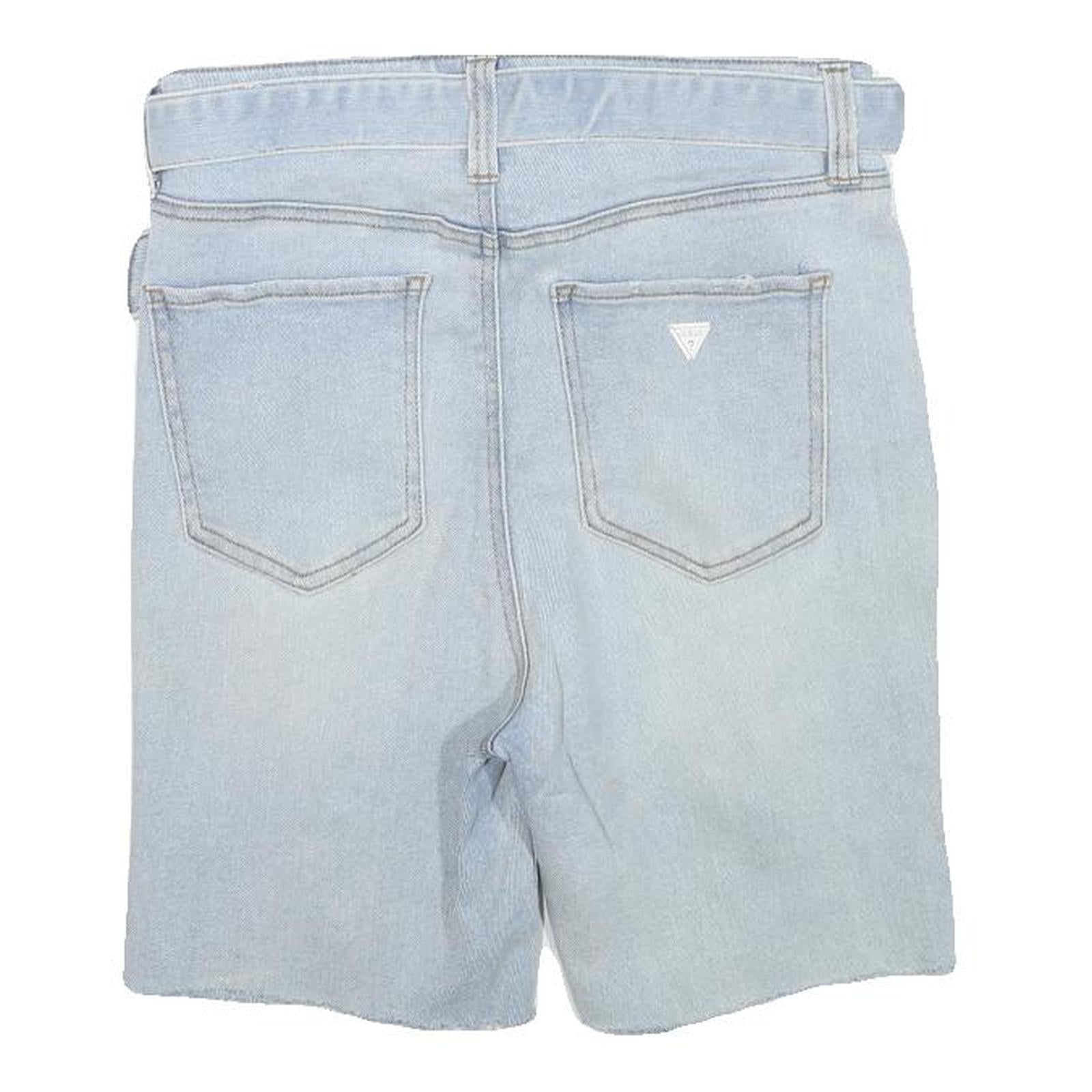 GUESS Womens Shorts Blue Casual Distressed M W28 Belted Denim Summer