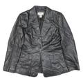 NEWPORT NEWS Womens Black Leather Button Jacket UK 12 Tailored Plain Stylish