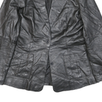 NEWPORT NEWS Womens Black Leather Button Jacket UK 12 Tailored Plain Stylish